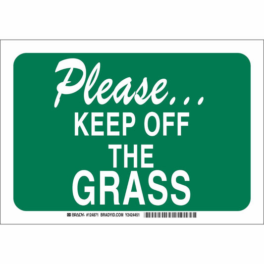 B555 10X14 WHT/GRN PLEASE KEEP OFF THE