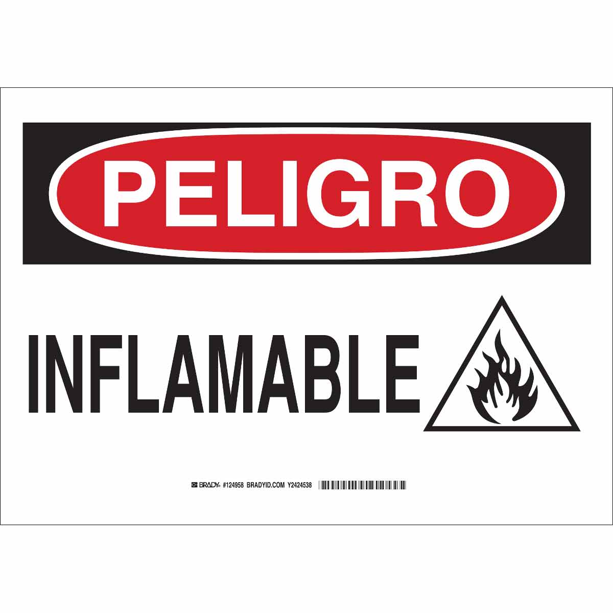 B555 10X14 BLK/RD/WHT PELIGRO INFLAMABLE