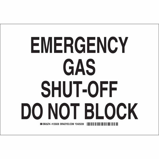 B555 10X14 BLK/WHT EMERGENCY GAS SHUT