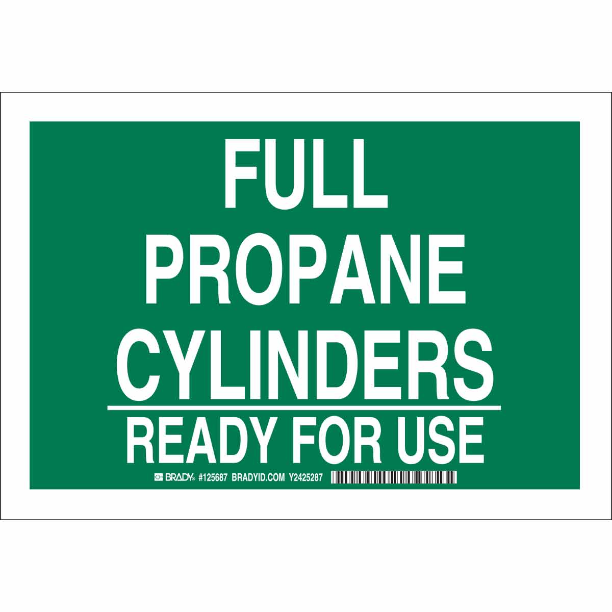 B401 10X14 WHT/GRN FULL PROPANE CYLINDER