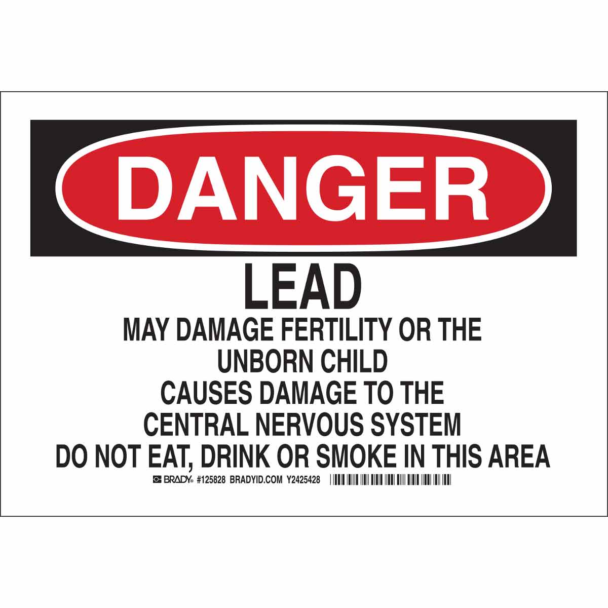 B401 10X14 BLK/RED/WHT DANGER LEAD MAY