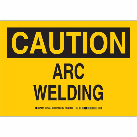 B302 10X14 BLK/YEL CAUTION ARC WELDING