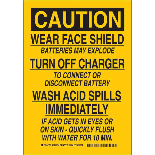 B302 10X7 BLK/YEL CAUTION WEAR FACE