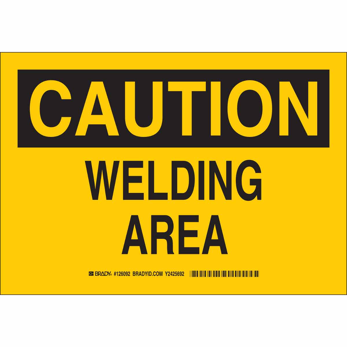 B302 10X14 BLK/YEL CAUTION WELDING AREA