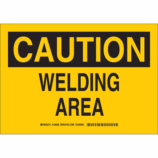 B302 10X14 BLK/YEL CAUTION WELDING AREA