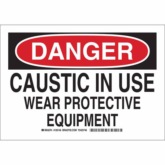 B401 10X14 BLK/RED/WHT DANGER CAUSTIC IN