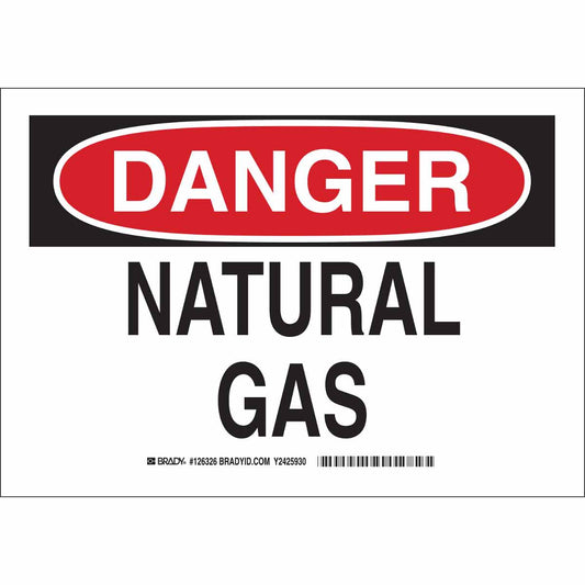 B555 7X10 BLK/RD/WHT DANGER NATURAL GAS