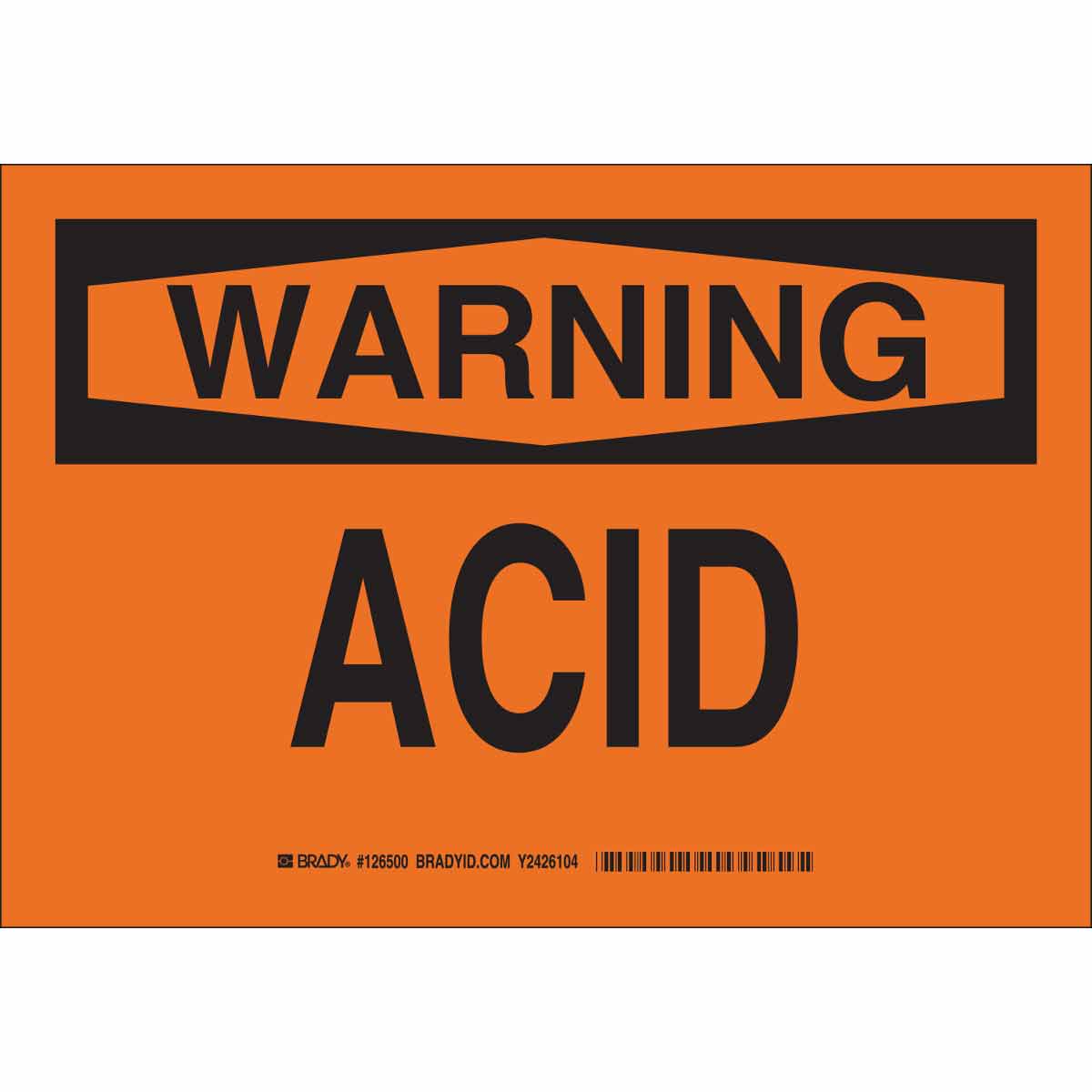 B555 10X14 BLK/ORG WARNING ACID