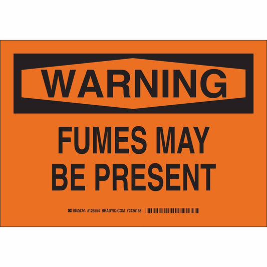 B555 10X14 BLK/ORG WARNING FUMES MAY BE