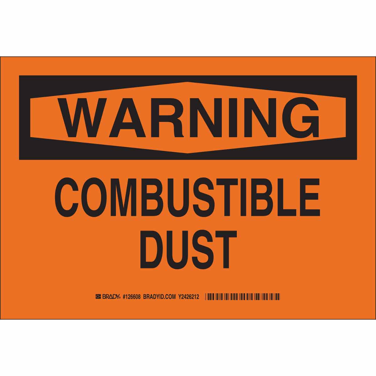 B302 10X14 BLK/ORG WARNING COMBUSTIBLE