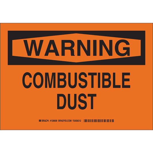 B555 10X14 BLK/ORG WARNING COMBUSTIBLE