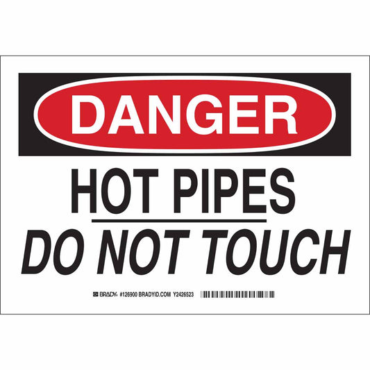 B401 10X14 BLK/RED/WHT DANGER HOT PIPES