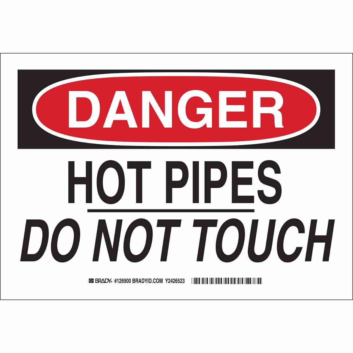 B302 10X14 BLK/RED/WHT DANGER HOT PIPES