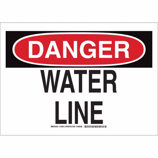 B555 10X14 BLK/RED/WHT DANGER WATER LINE