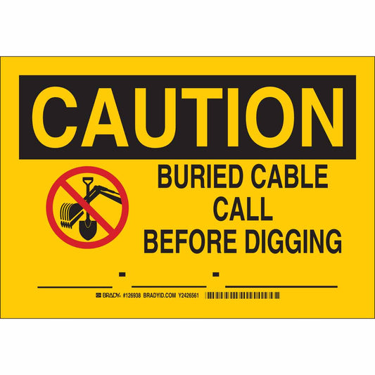 B555 10X14 BLK/RED/YEL CAUTION BURIED