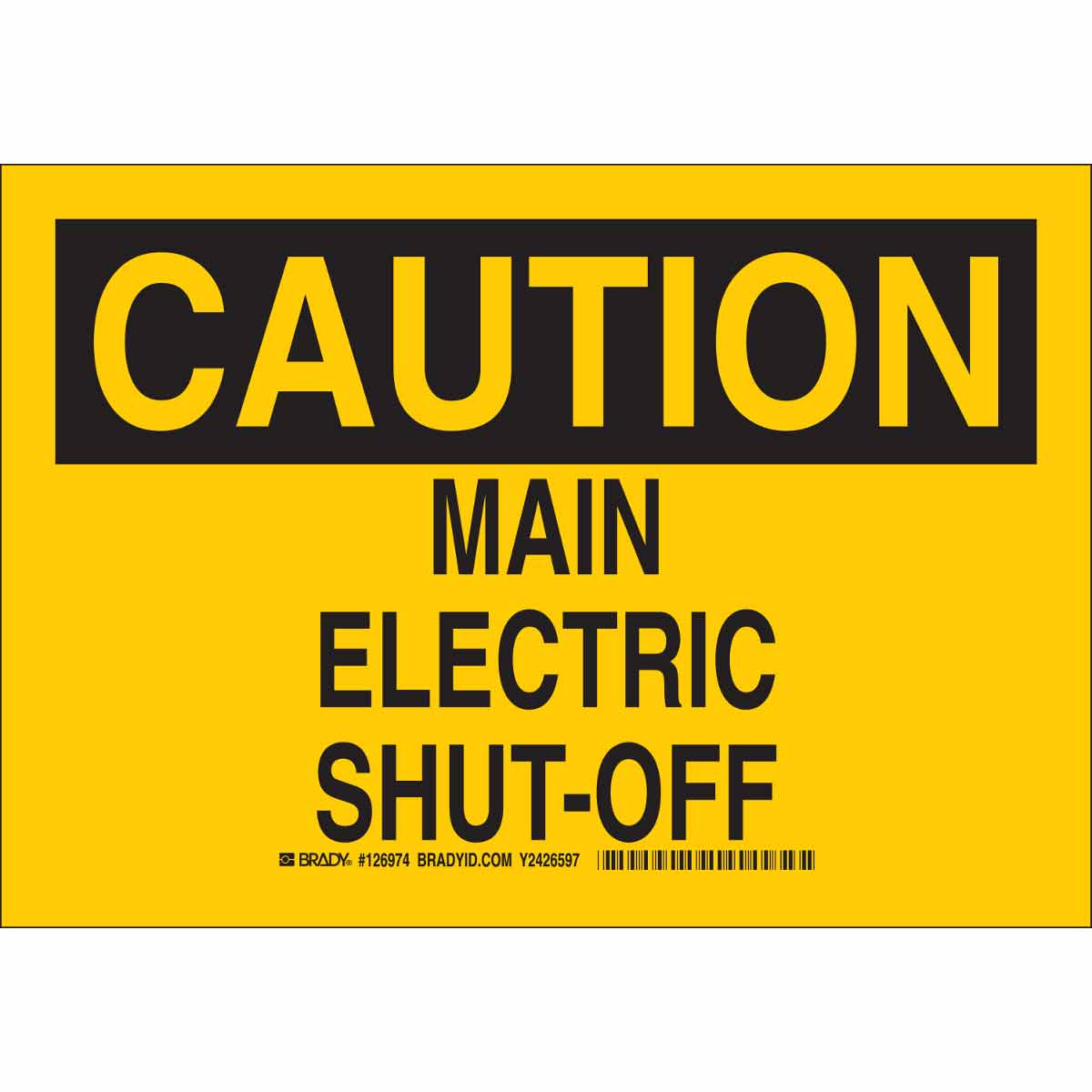 B302 10X14 BLK/YEL CAUTION MAIN ELECTRIC
