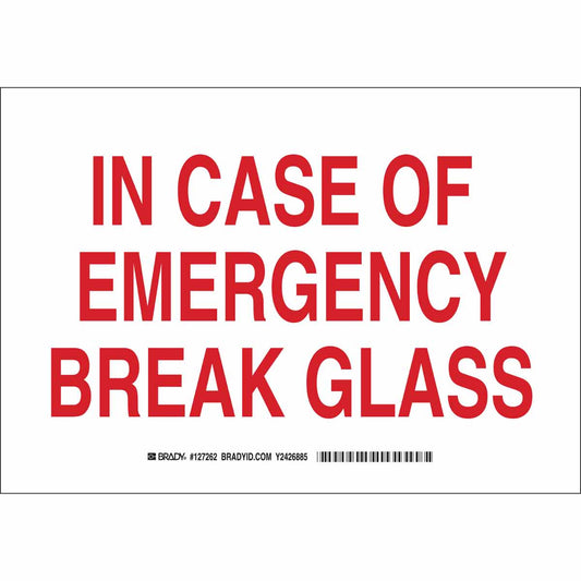 B401 10X14 RED/WHT IN CASE OF EMERGENCY