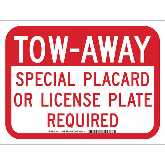 B401 9X12 RED/WHT TOW-AWAY SPECIAL