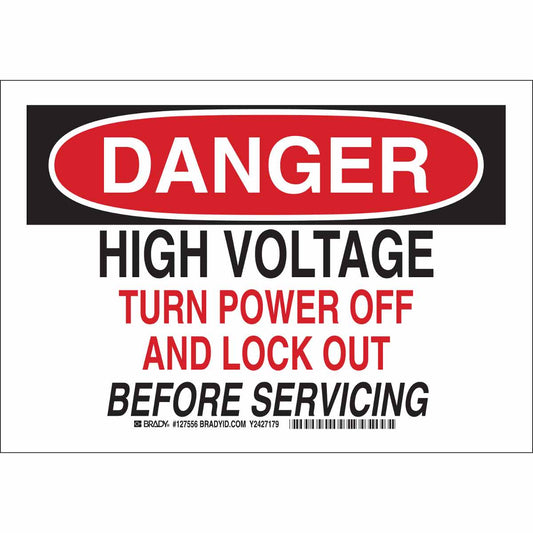 B555 10X14 BLK/RED/WHT DANGER HIGH VOLT