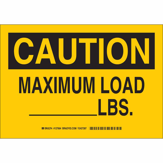 B555 10X14 BLK/YEL CAUTION MAXIMUM LOAD
