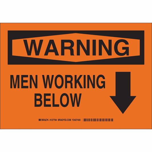 B302 10X14 BLK/ORG WARNING MEN WORKING