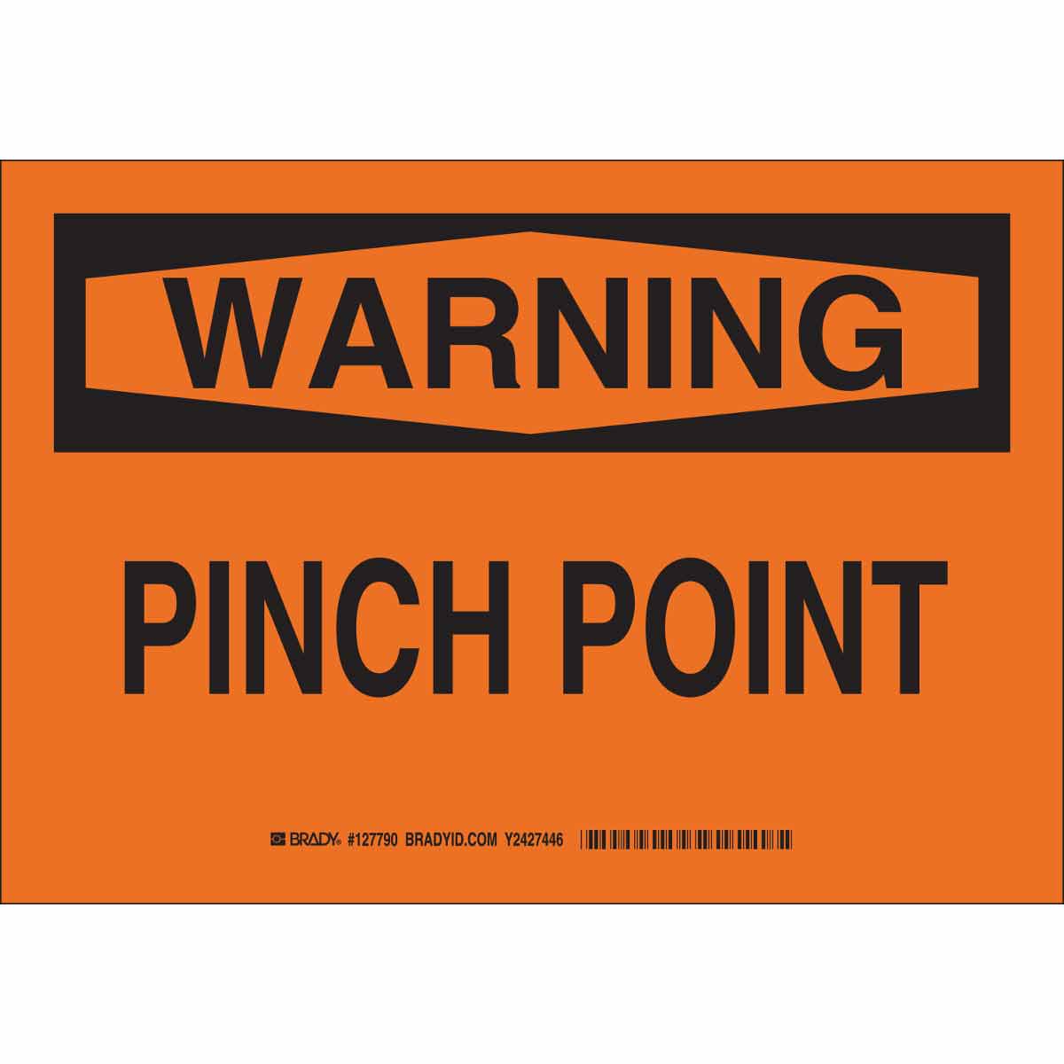 B302 10X14 BLK/ORG WARNING PINCH POINT