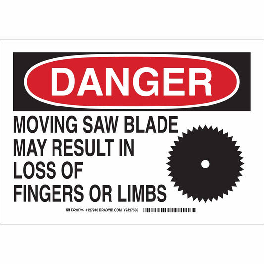 B302 10X14 BLK/RED/WHT DANGER MOVING SAW