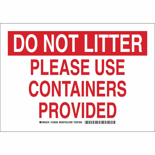 B401 7X10 RED/WHT DO NOT LITTER PLEASE
