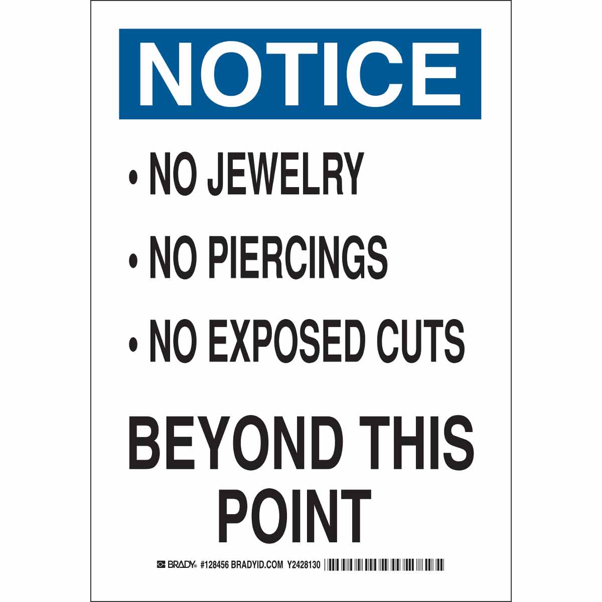B401 14X10 BLK/BLU/WHT NOTICE NO JEWELRY