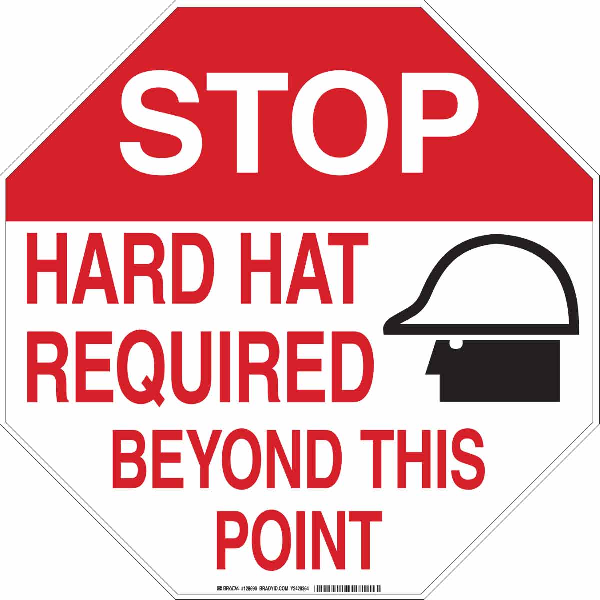 B555 24X24 BLK/RED/WHT STOP HARD HAT