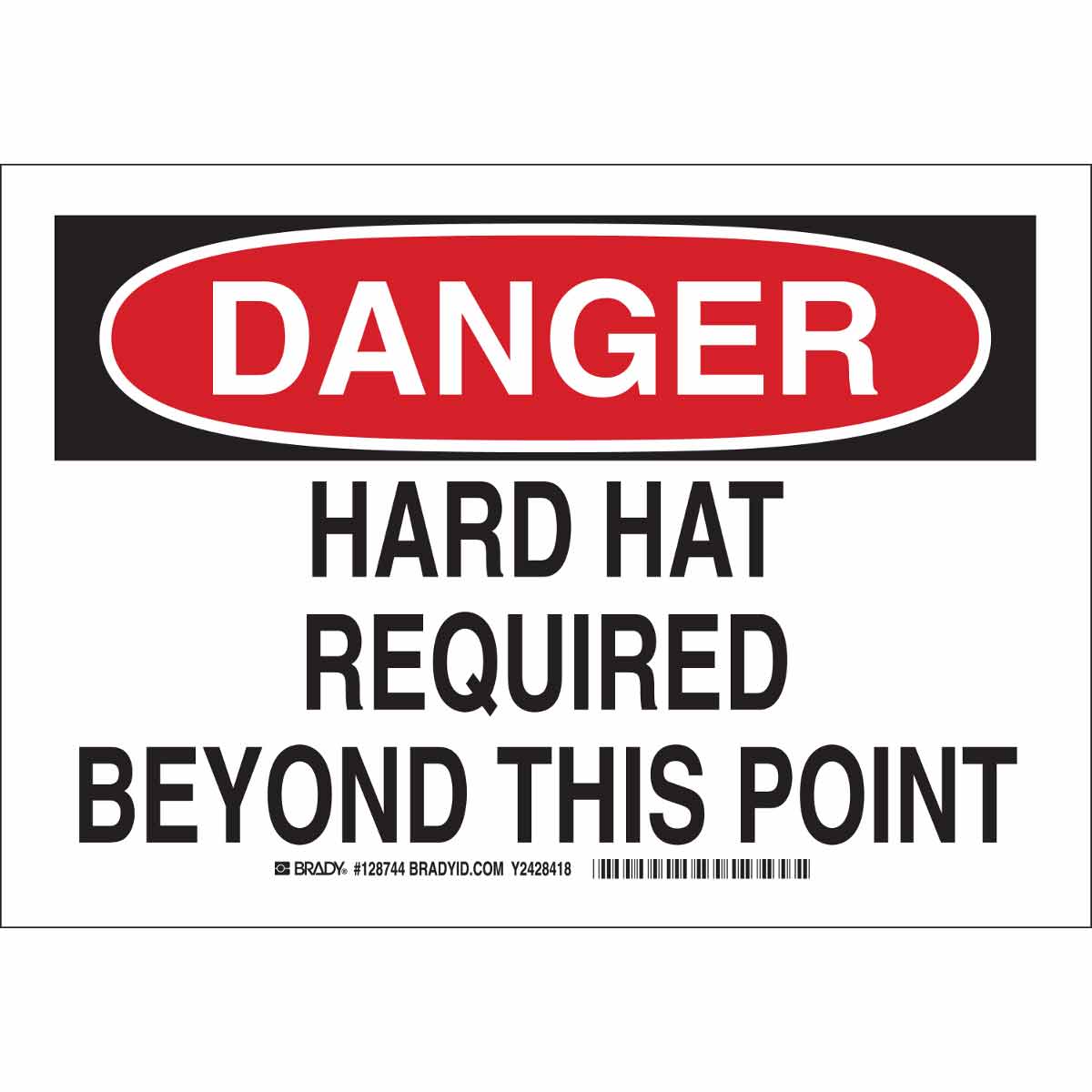 B401 10X14 BLK/RED/WHT DANGER HARD HAT