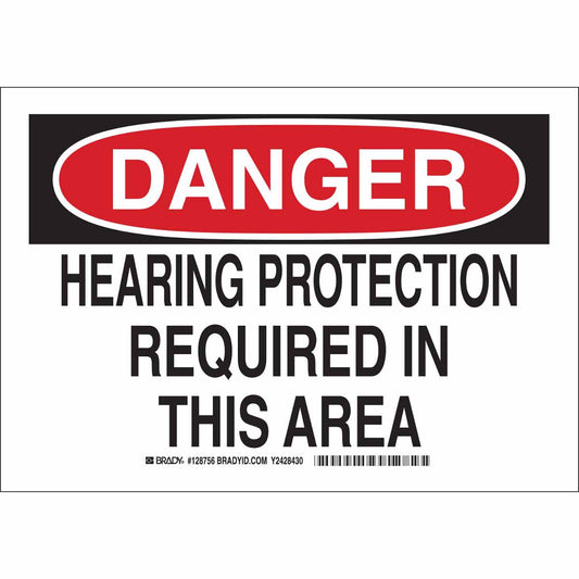 B401 10X14 BLK/RED/WHT DANGER HEARING