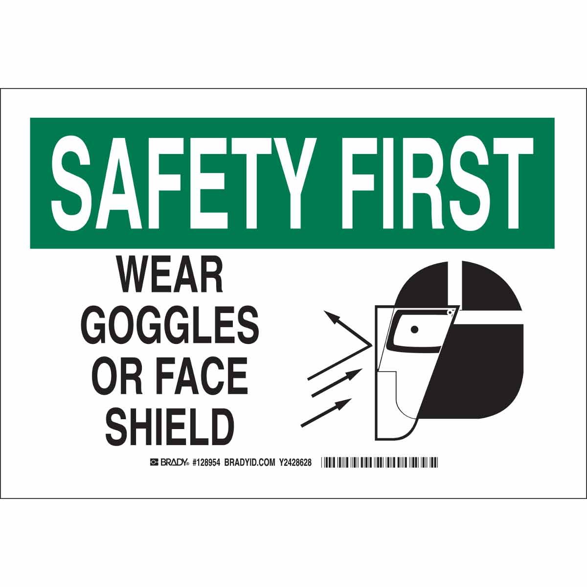 B302 10X14 BLK/GRN/WHT SAFETY FIRST WEAR