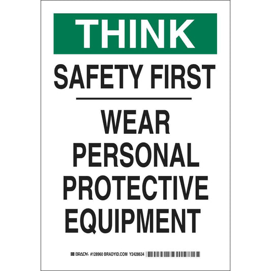 B555 10X7 BLK/GRN/WHT THINK SAFETY FIRST