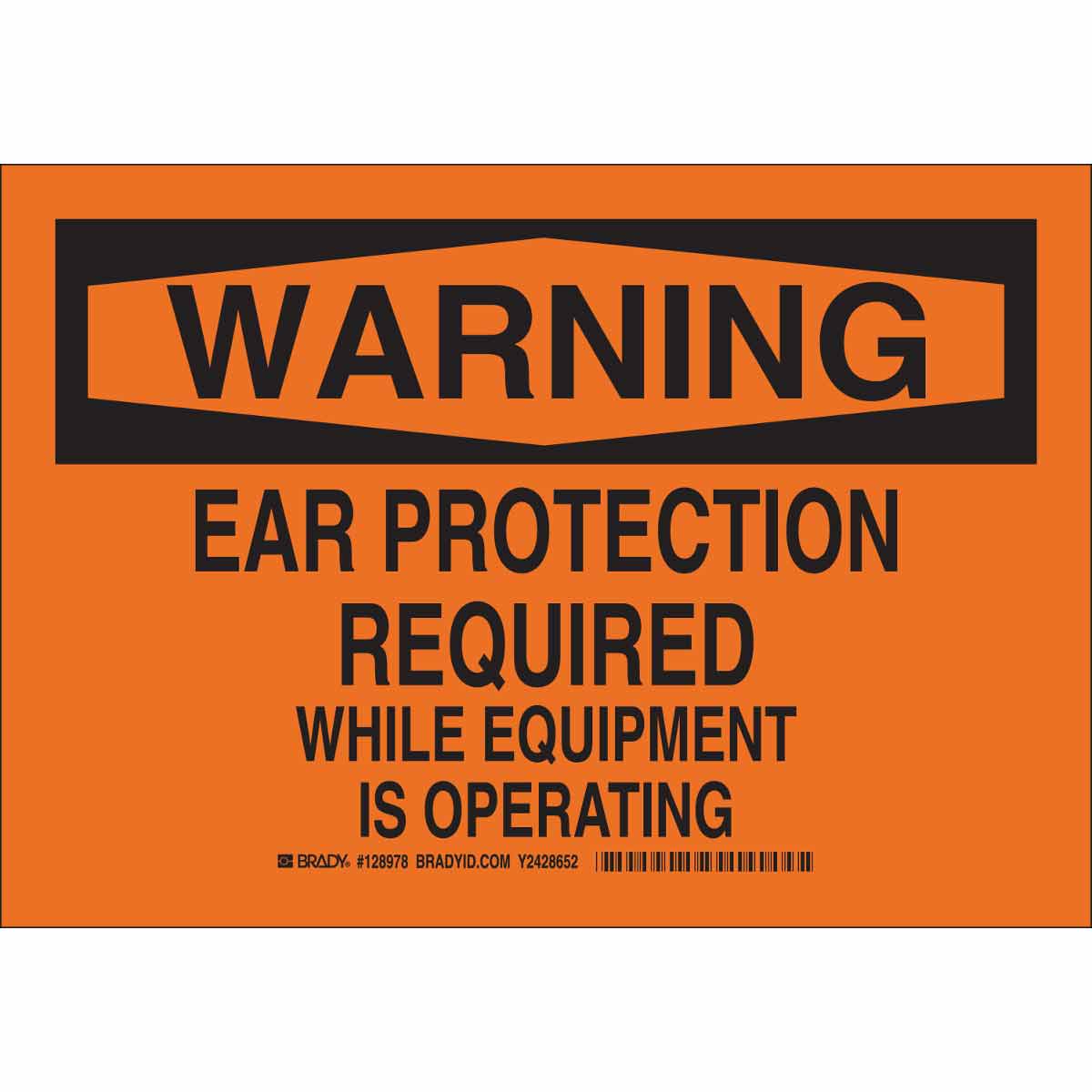 B555 10X14 BLK/ORG WARNING EAR