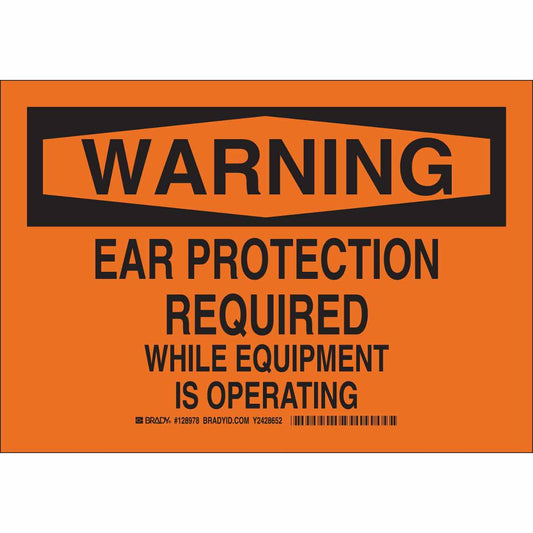 B401 7X10 BLK/ORG WARNING EAR PROTECTION