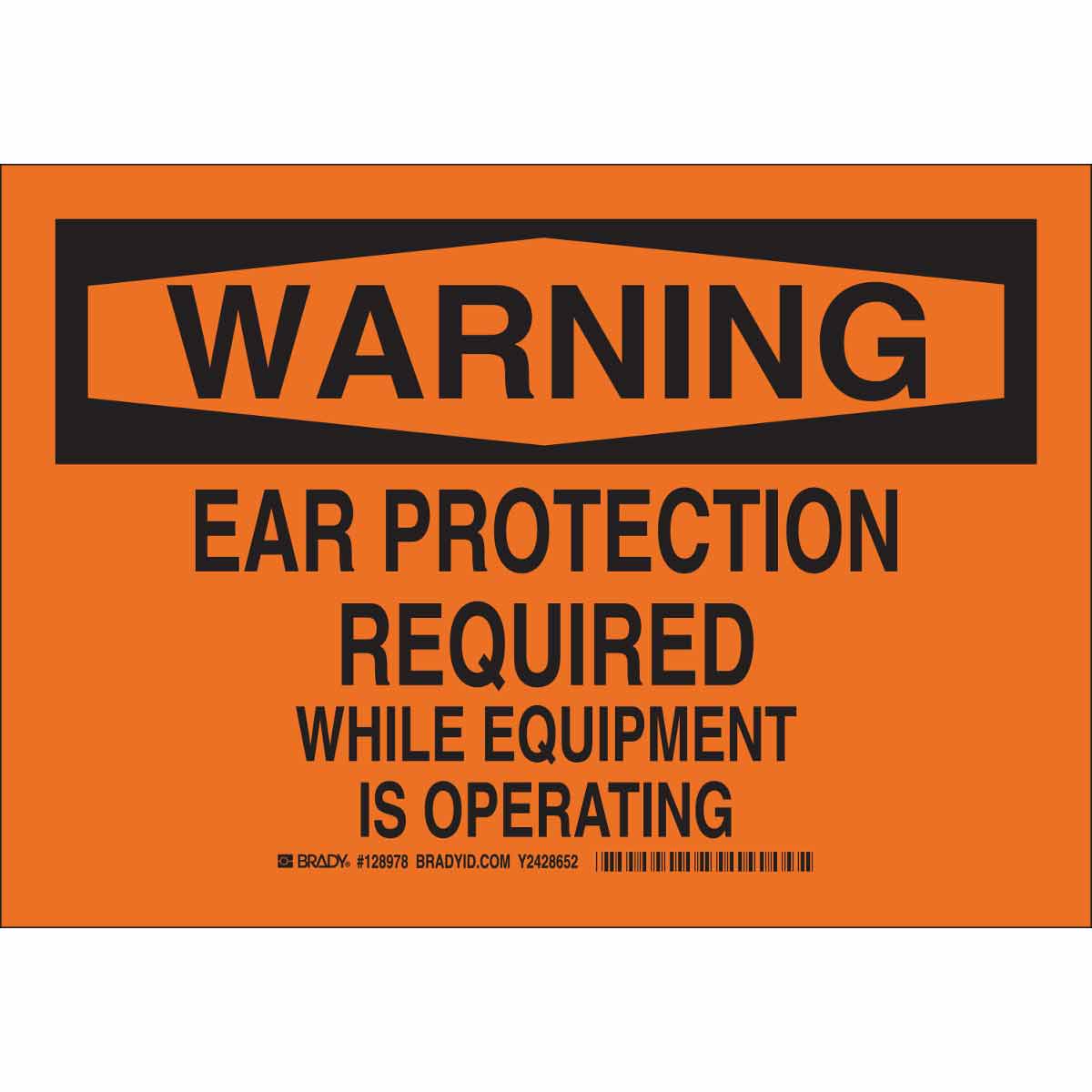B302 7X10 BLK/ORG WARNING EAR PROTECTION