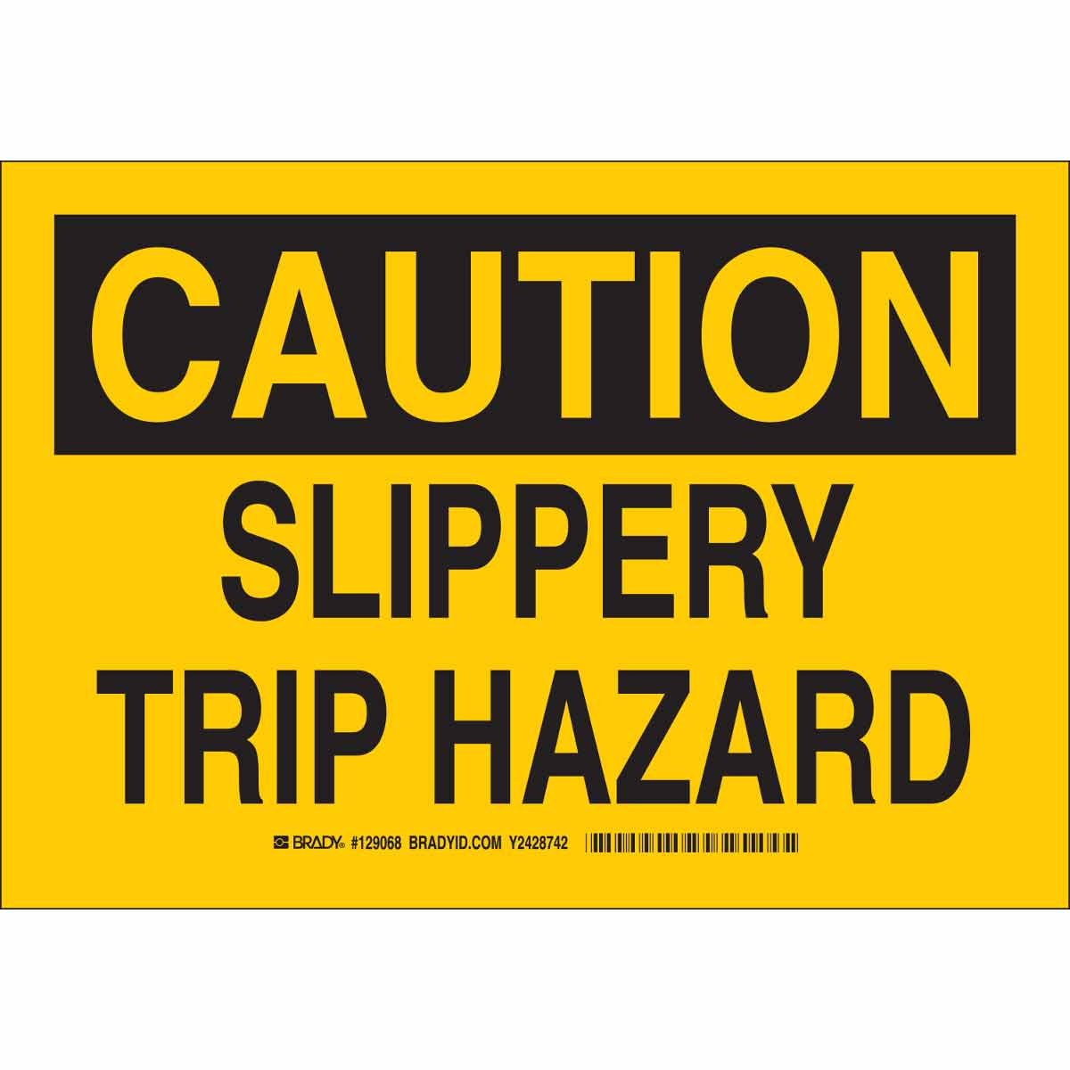 B555 7X10 BLK/YEL CAUTION SLIPPERY TRIP