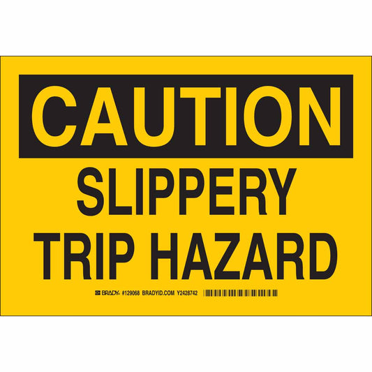 B401 7X10 BLK/YEL CAUTION SLIPPERY TRIP