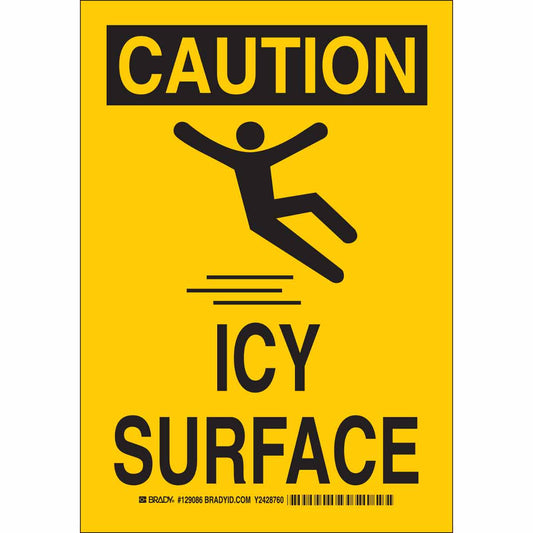 B555 10X7 BLK/YEL CAUTION ICY SURFACE