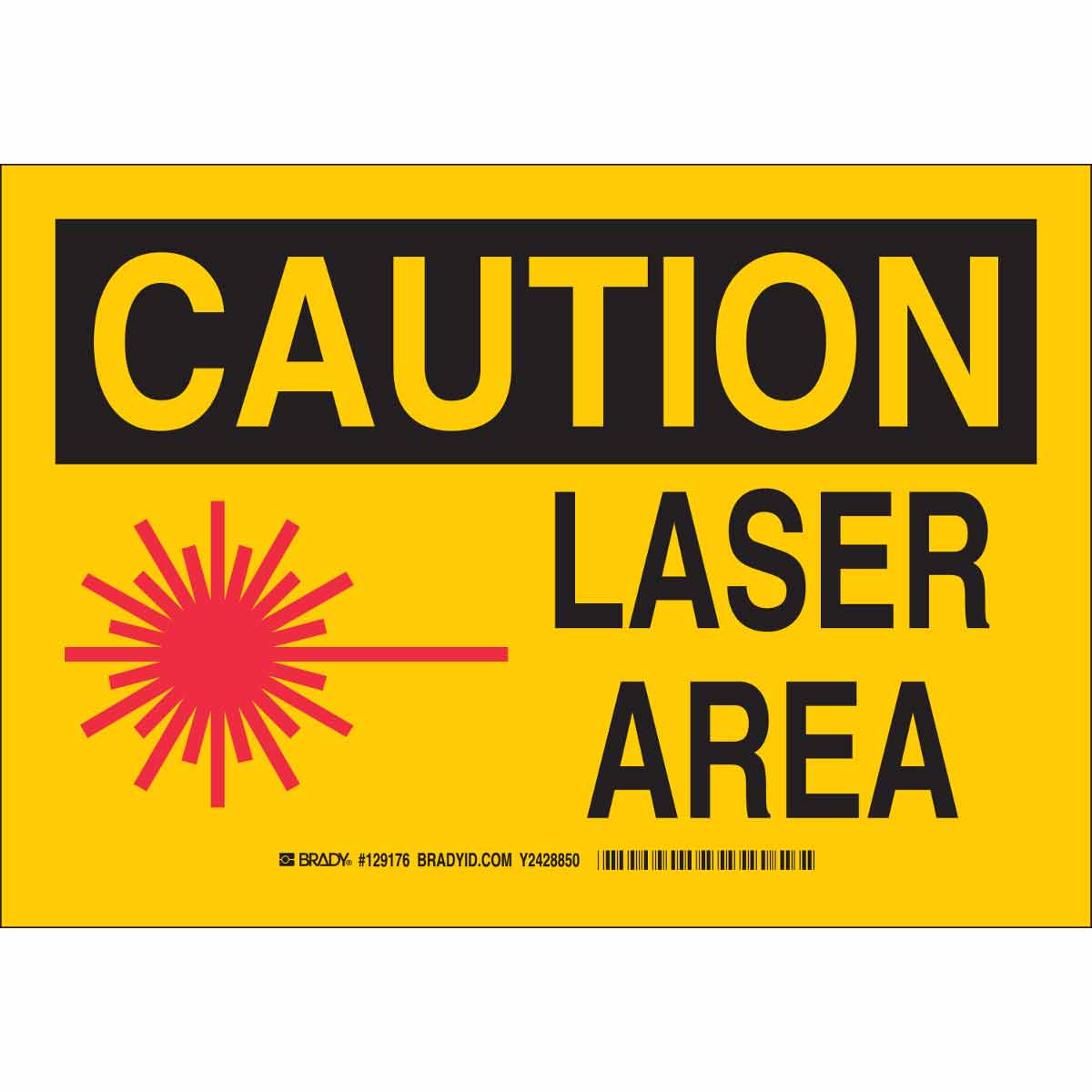 B302 10X14 BLK/RD/YEL CAUTION LASER AREA