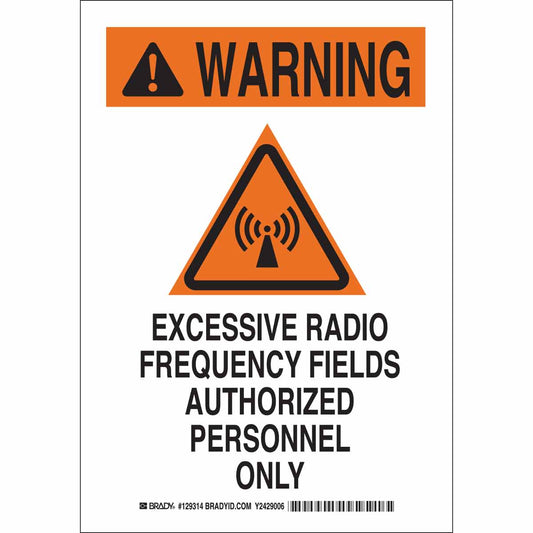 B401 14X10 BLK/ORG/WHT WARNING EXCESSIVE