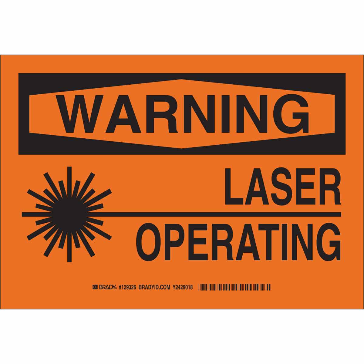 B302 10X14 BLK/ORG WARNING LASER