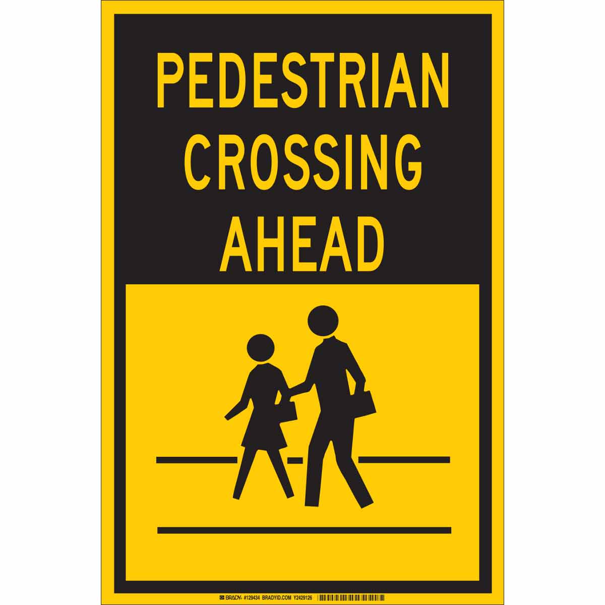 B401 18X12 BLK/YEL PEDESTRIAN CROSSING