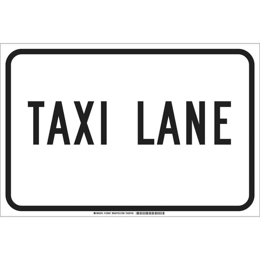 B302, 12"H X 18"W, BLK/WHT TAXI LANE