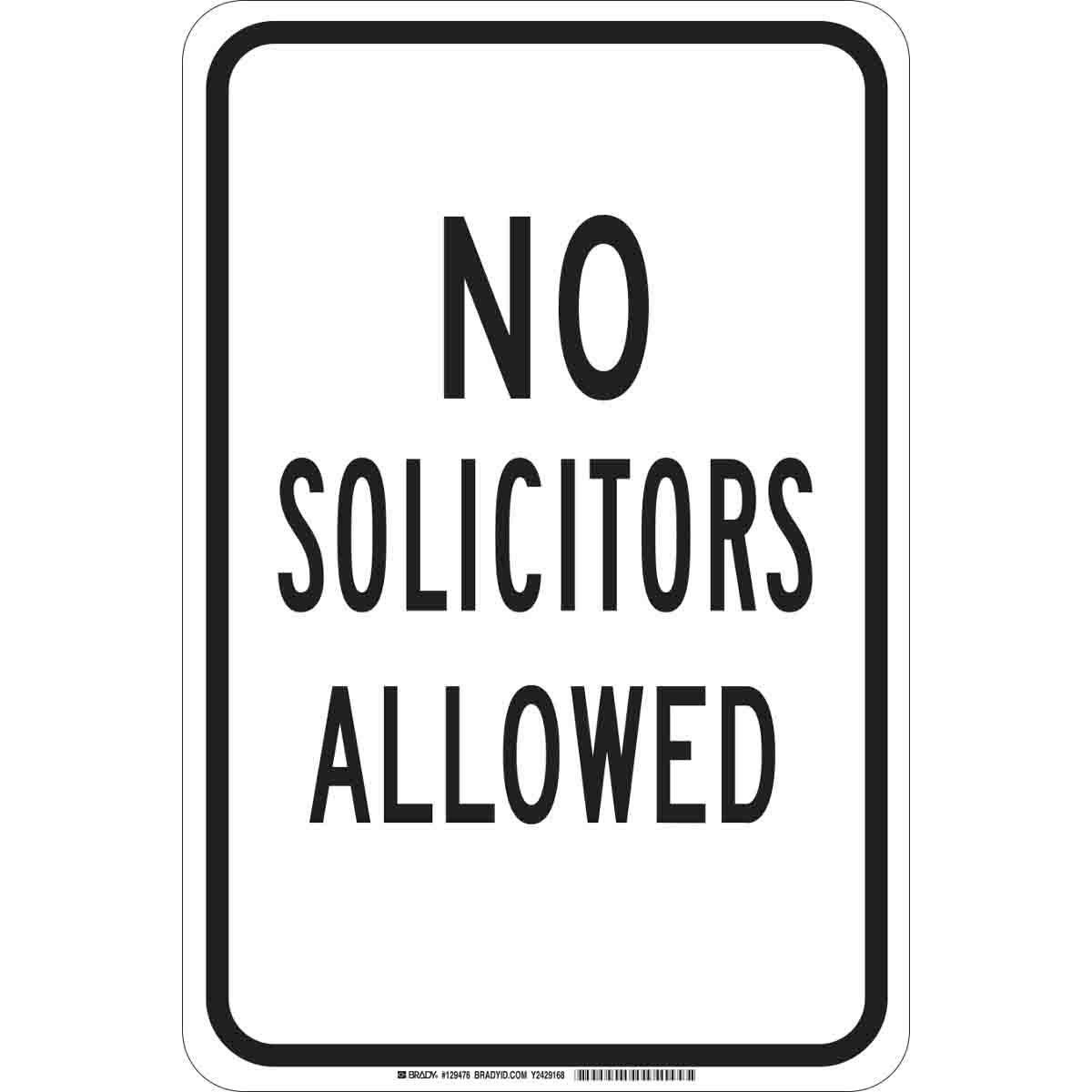 B302 18X12 BLK/WHT NO SOLICITORS ALLOWED