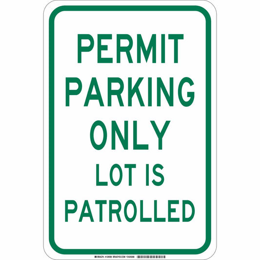 B302 18X12 GRN/WHT PERMIT PARKING ONLY