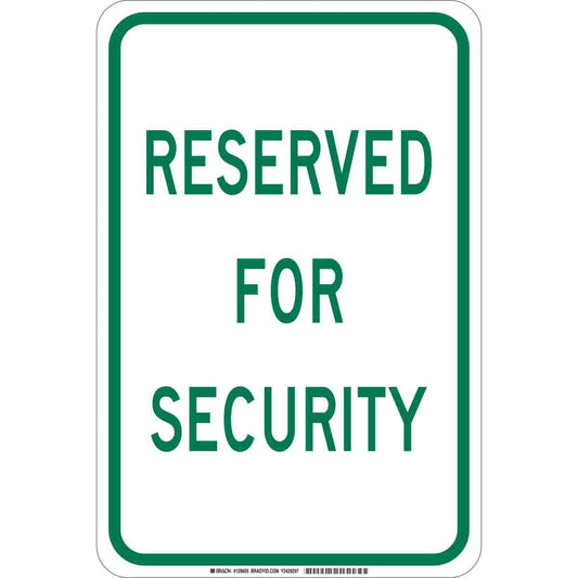 B302 18X12 GRN/WHT RESERVED FOR SECURITY