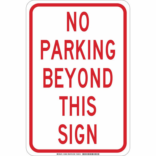 B401 18X12 RED/WHT NO PARKING BEYOND