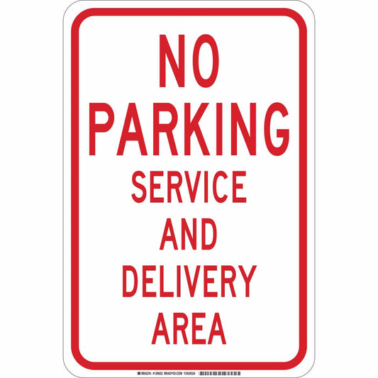 B555 18X12 RED/WHT NO PARKING SERVICE